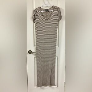 Olivia Rae Black and White Striped Maxi Dress